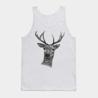 animal deer face in black and white Tank Top